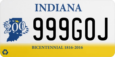 IN license plate 999GOJ