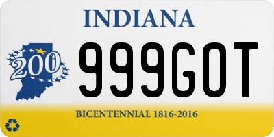 IN license plate 999GOT
