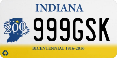 IN license plate 999GSK