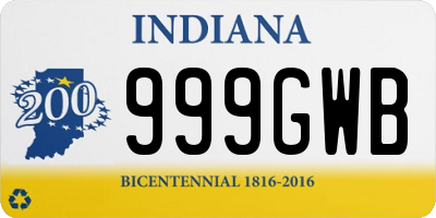 IN license plate 999GWB