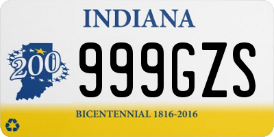 IN license plate 999GZS