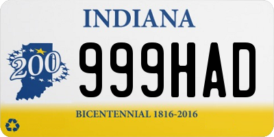 IN license plate 999HAD