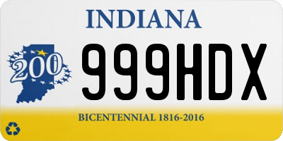 IN license plate 999HDX