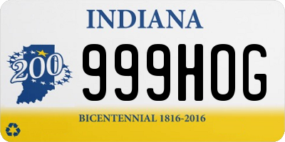 IN license plate 999HOG