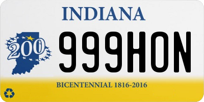 IN license plate 999HON
