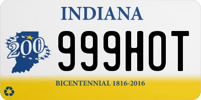 IN license plate 999HOT