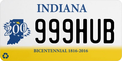 IN license plate 999HUB