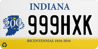 IN license plate 999HXK