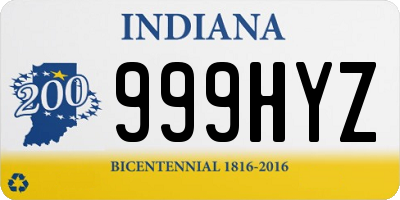 IN license plate 999HYZ