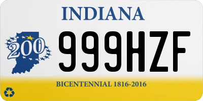 IN license plate 999HZF