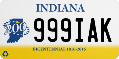 IN license plate 999IAK