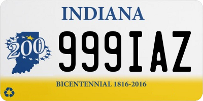 IN license plate 999IAZ