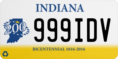 IN license plate 999IDV