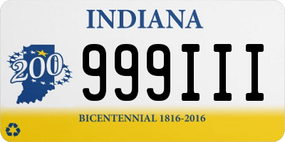IN license plate 999III