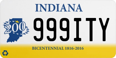 IN license plate 999ITY