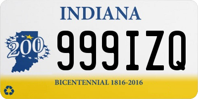 IN license plate 999IZQ