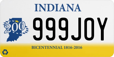 IN license plate 999JOY