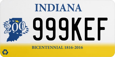 IN license plate 999KEF