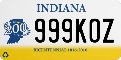 IN license plate 999KOZ