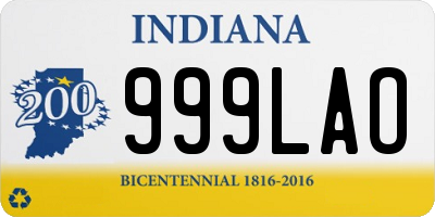 IN license plate 999LAO