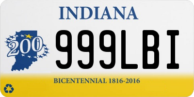 IN license plate 999LBI