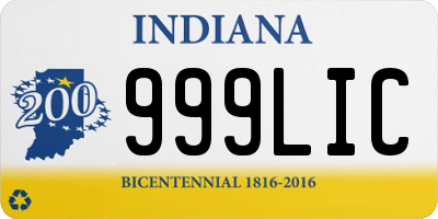 IN license plate 999LIC