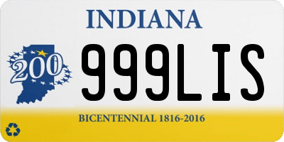 IN license plate 999LIS