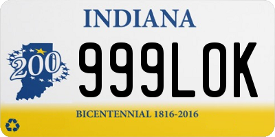 IN license plate 999LOK