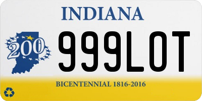 IN license plate 999LOT