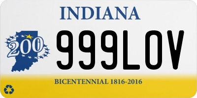 IN license plate 999LOV