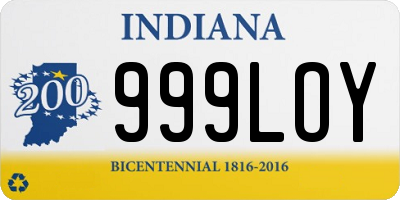 IN license plate 999LOY