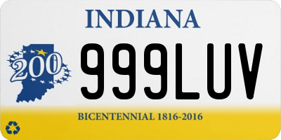 IN license plate 999LUV