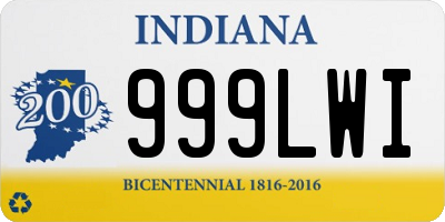 IN license plate 999LWI