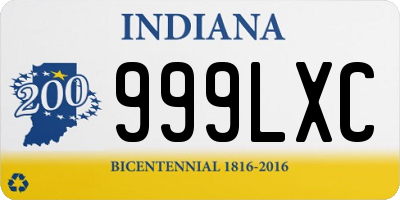 IN license plate 999LXC