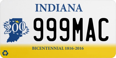 IN license plate 999MAC