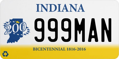 IN license plate 999MAN