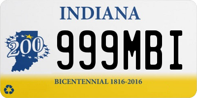 IN license plate 999MBI