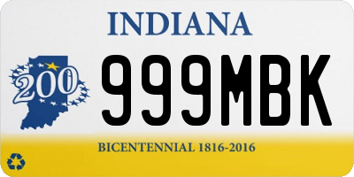 IN license plate 999MBK
