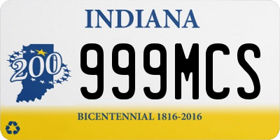 IN license plate 999MCS