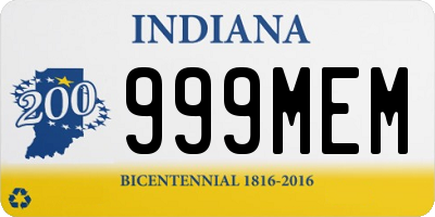 IN license plate 999MEM