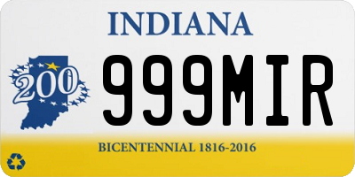 IN license plate 999MIR