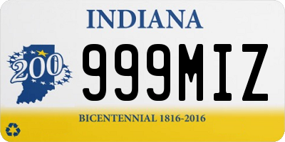 IN license plate 999MIZ