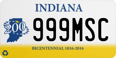 IN license plate 999MSC
