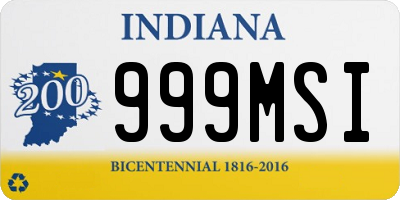 IN license plate 999MSI