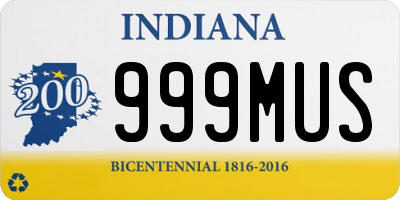 IN license plate 999MUS