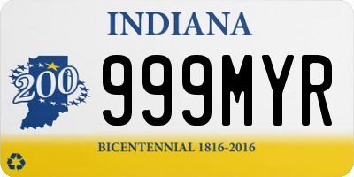 IN license plate 999MYR