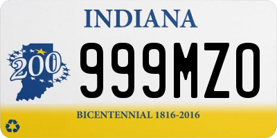 IN license plate 999MZO