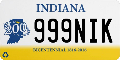 IN license plate 999NIK