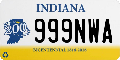 IN license plate 999NWA