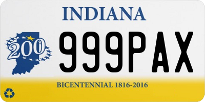 IN license plate 999PAX